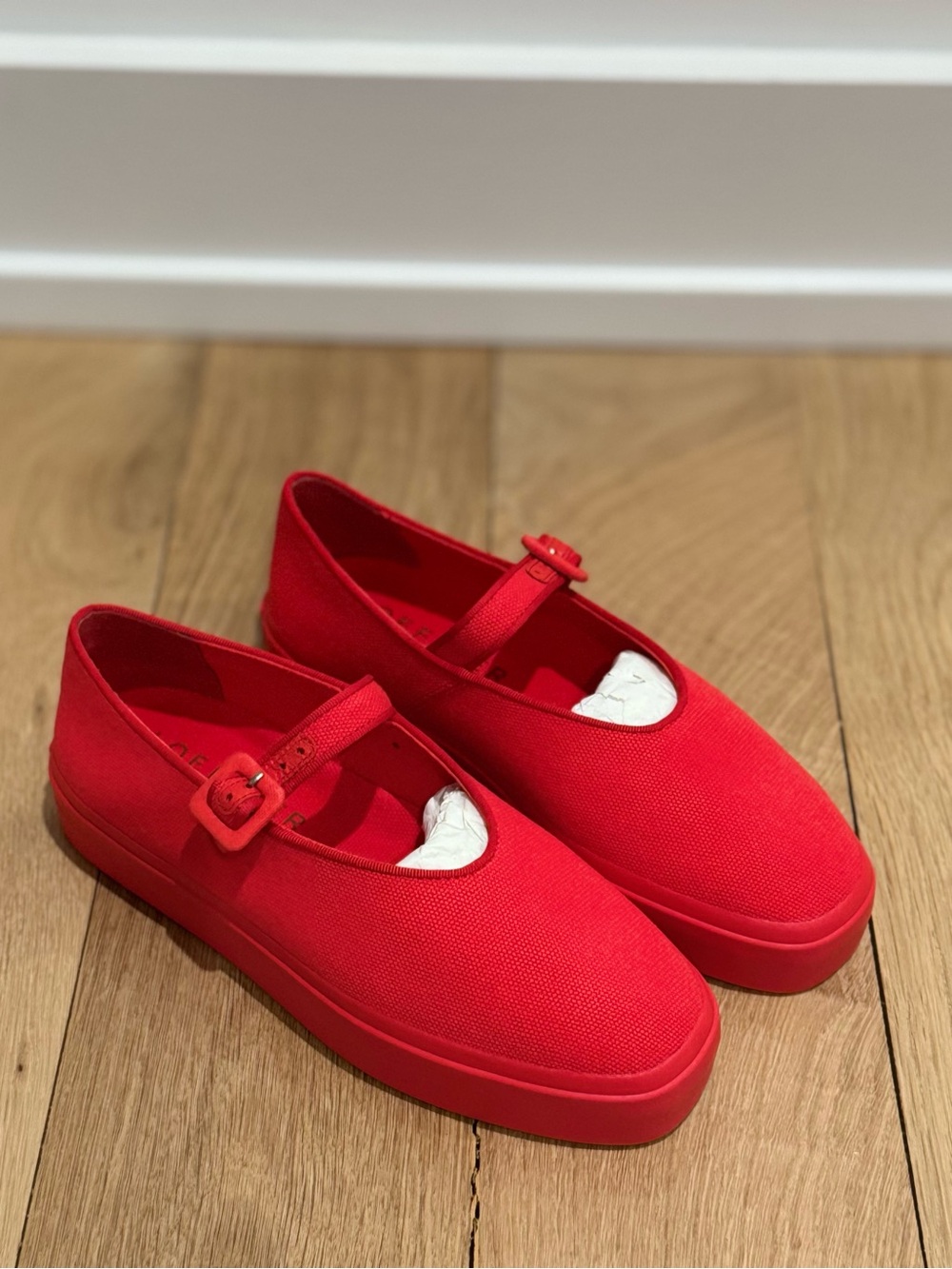 NWT Loeffler Randall Red Canvas Mary Jane Sneakers